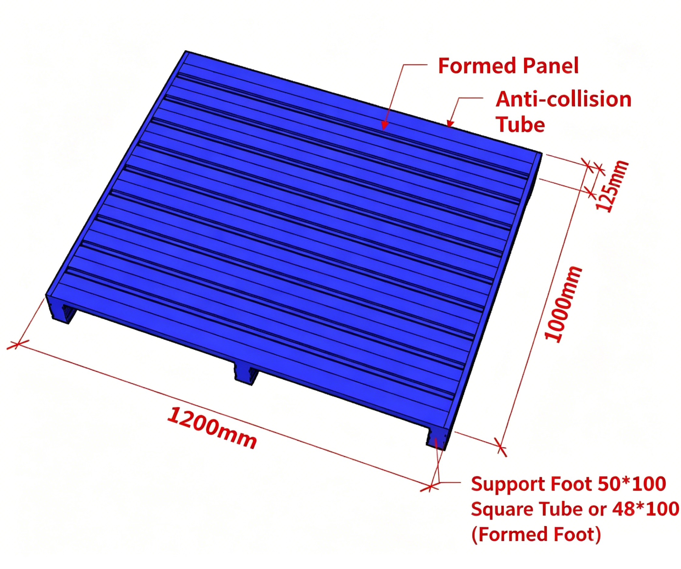 Heavy-duty galvanized steel pallet designed for industrial forklift operations and automated warehousing
