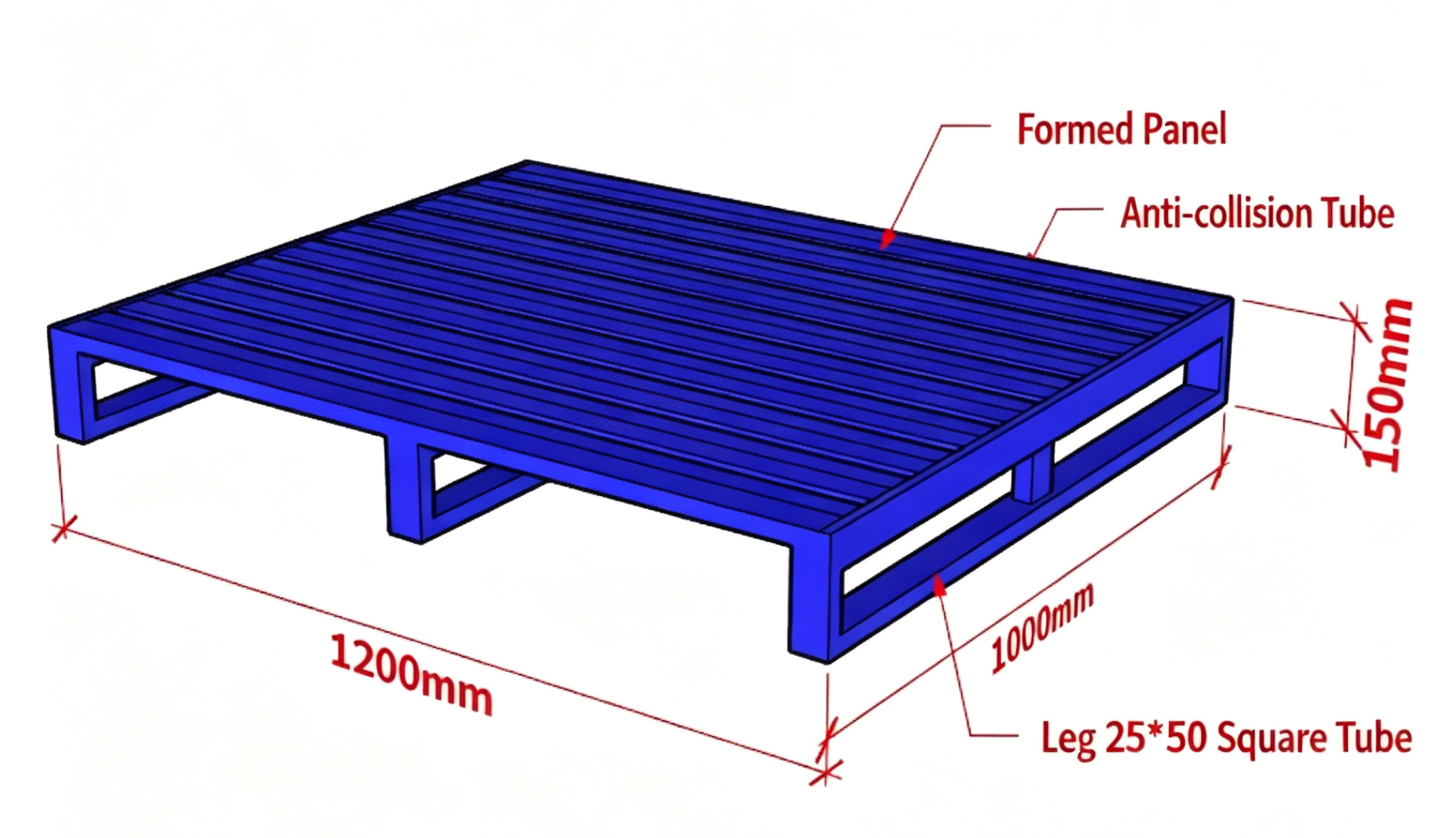 Four-way fully-covered steel pallet optimized for automated warehousing and heavy cargo storage