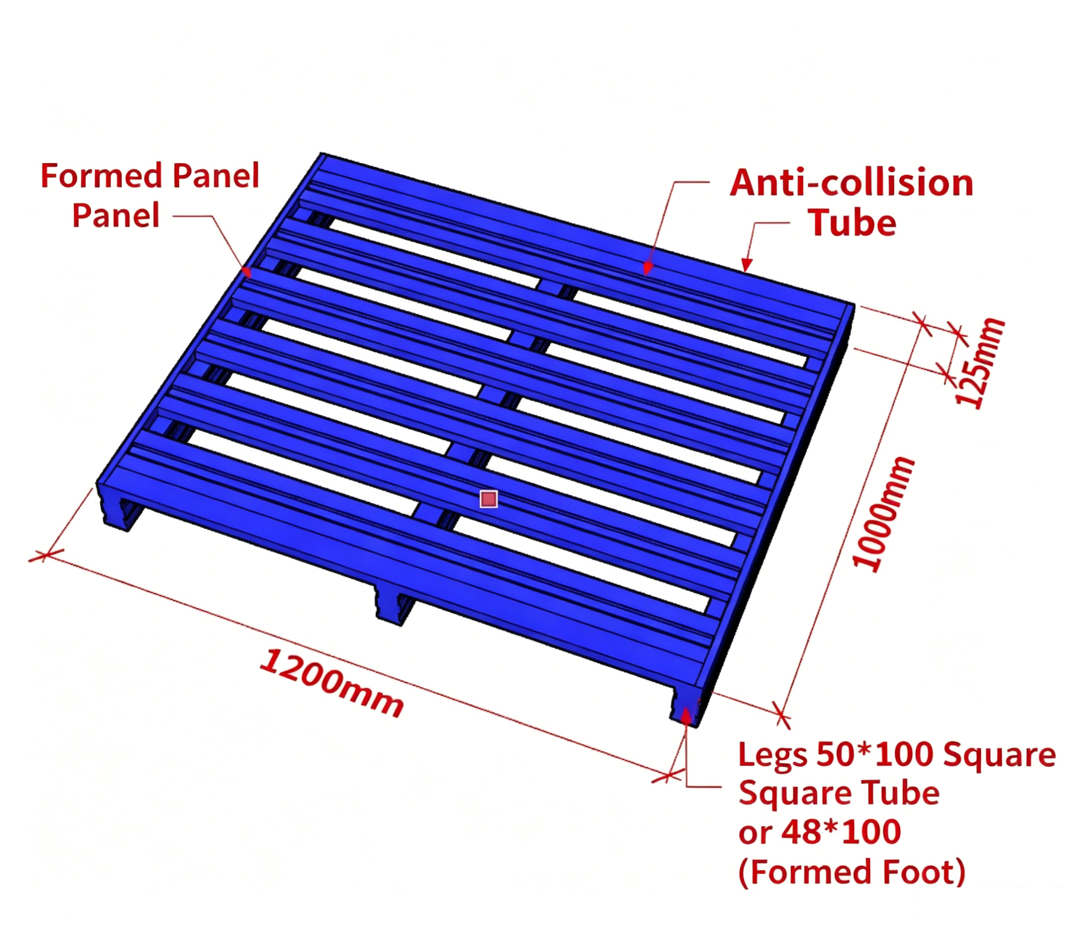 Bidirectional half-laid steel tray designed for heavy-duty industrial warehousing and forklift operations